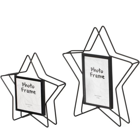 Fabulaxe Modern Star Shape Black Metal Decor Photo Frame for Tabletop Display, 4 x 4 QI004498.BK.S